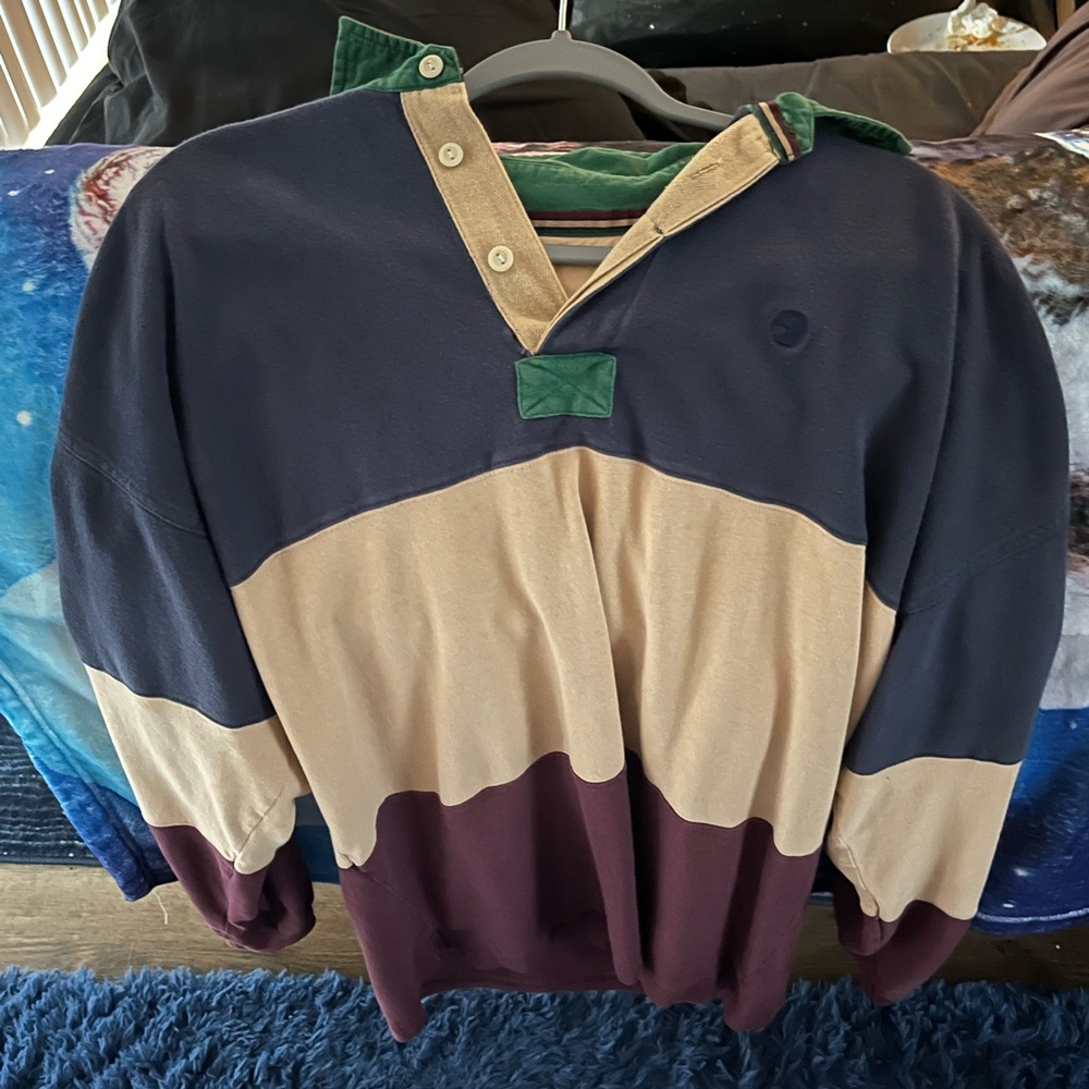 Blue and Cream Polo Shirt with Classic Design